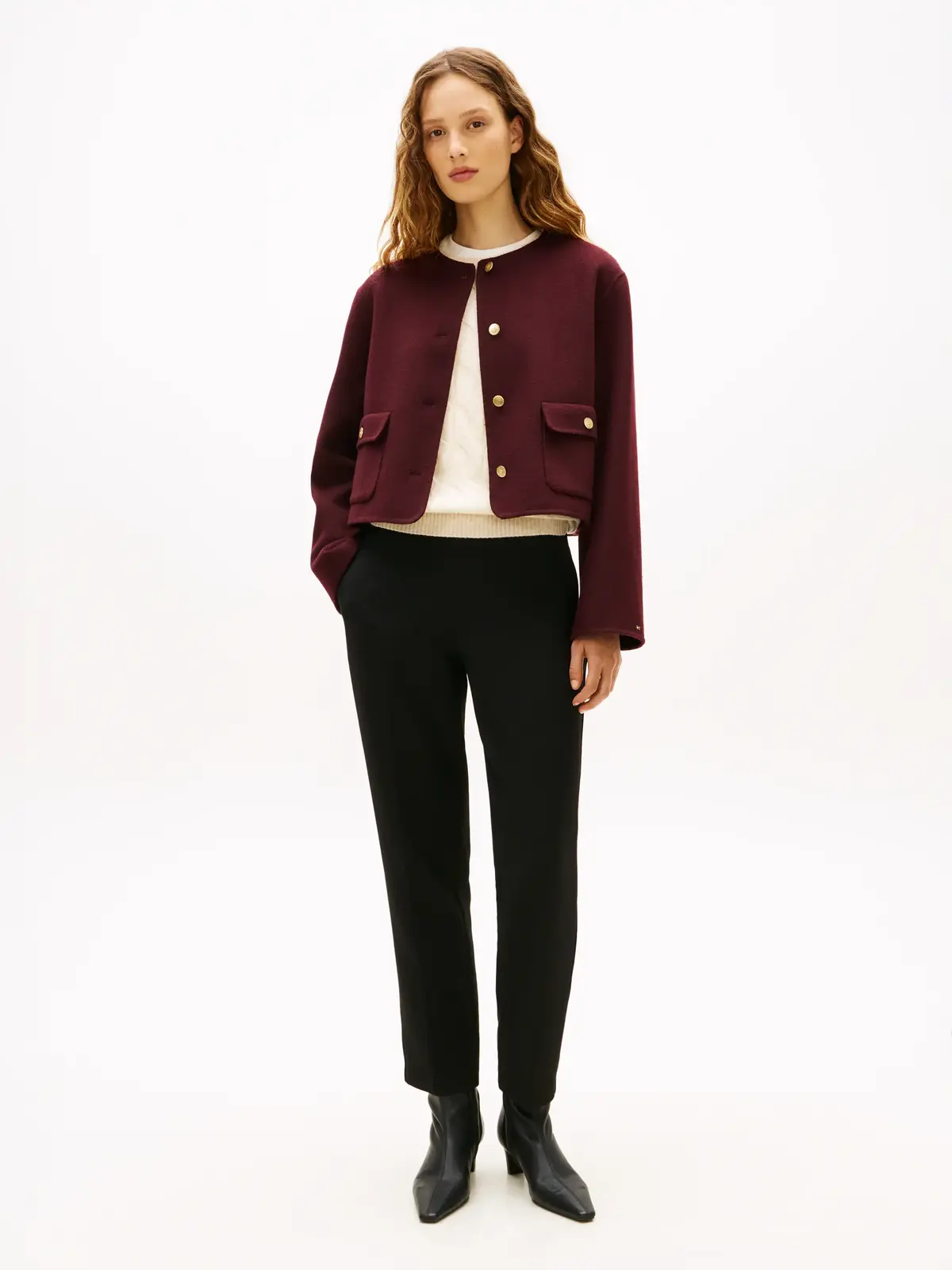 Tommy Hilfiger DF WOOL BLEND REG LA, XIH Bordo Kadın Ceket