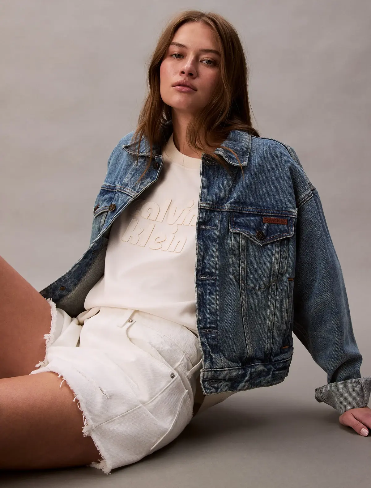 Calvin Klein A- OVERSIZED BOYFRIE, YAS Bej Kadın T-Shirt