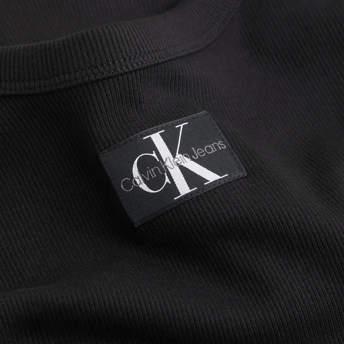 Calvin Klein WOVEN LABEL RIB TANK Kadın Siyah Elbise