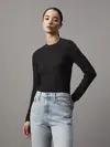Calvin Klein SEMI SHEER RIB LS SL, BEH Kadın Siyah Kazak