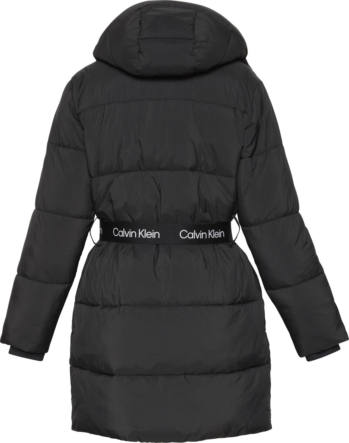 Calvin Klein BELTED MIDWEIGHT LONG PUFFER Siyah Kadın Mont