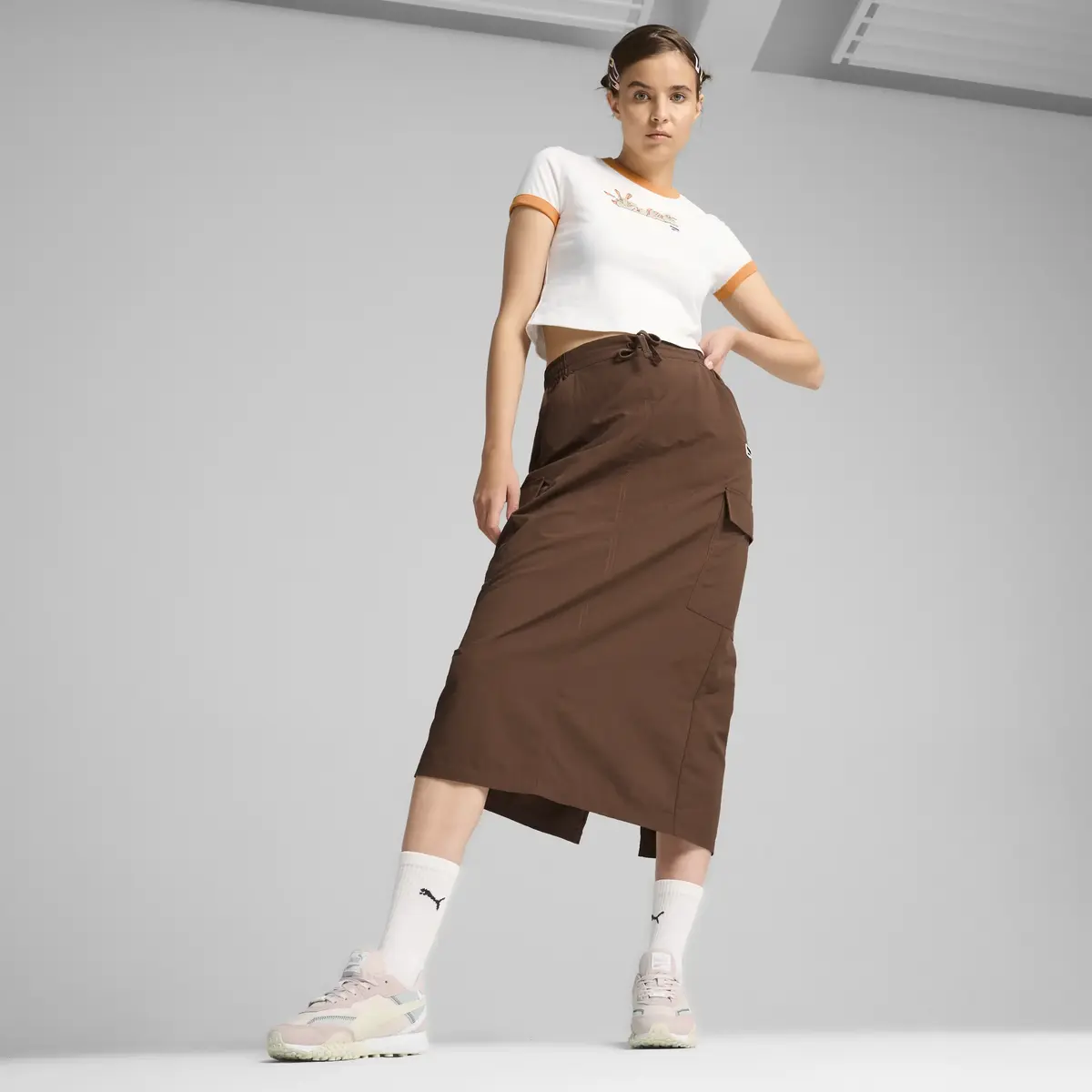 Puma DOWNTOWN Graphic Baby Tee Beyaz Kadın Tişört