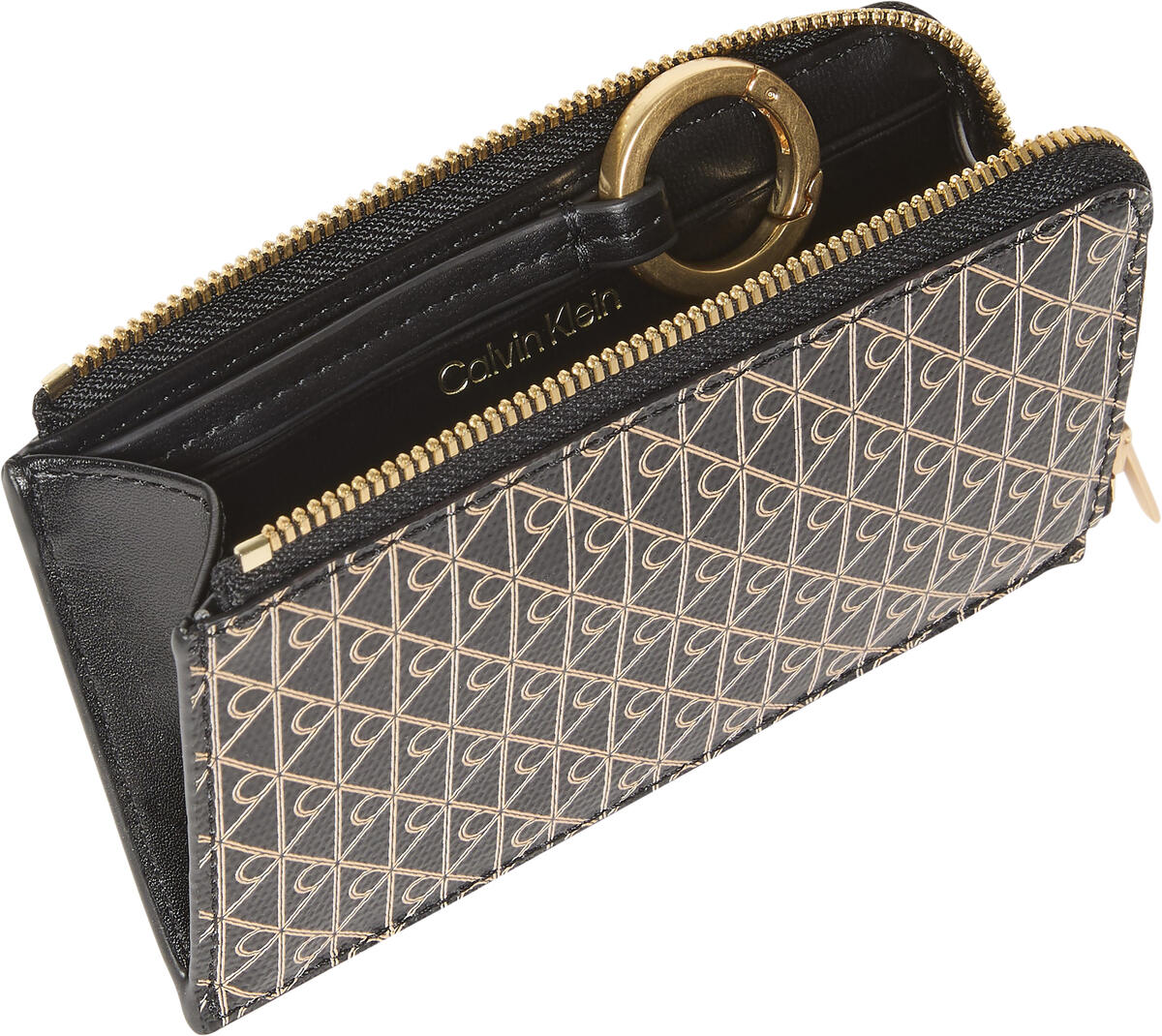 Calvin Klein EMBLEM AOP TOP ZIP CARDCASE Siyah Kadın Cüzdan