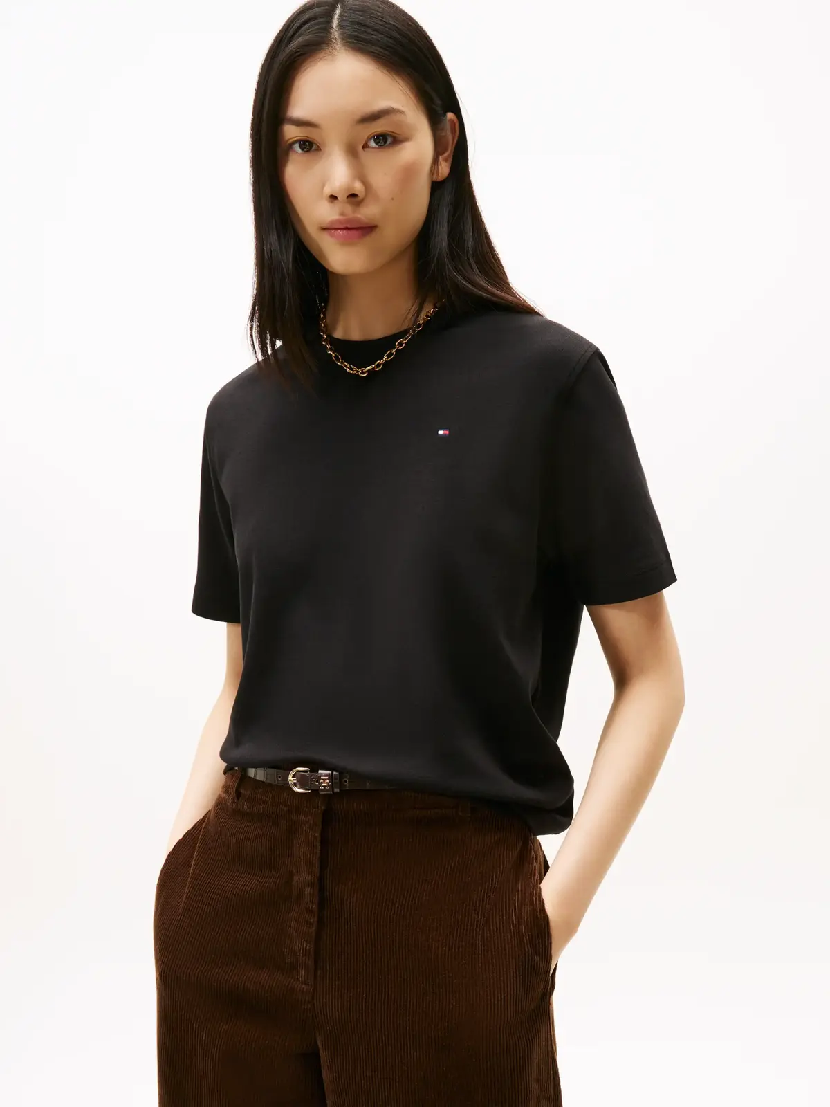 Tommy Hilfiger MODERN INTERLOCK BOX, BDS Siyah Kadın T-Shirt
