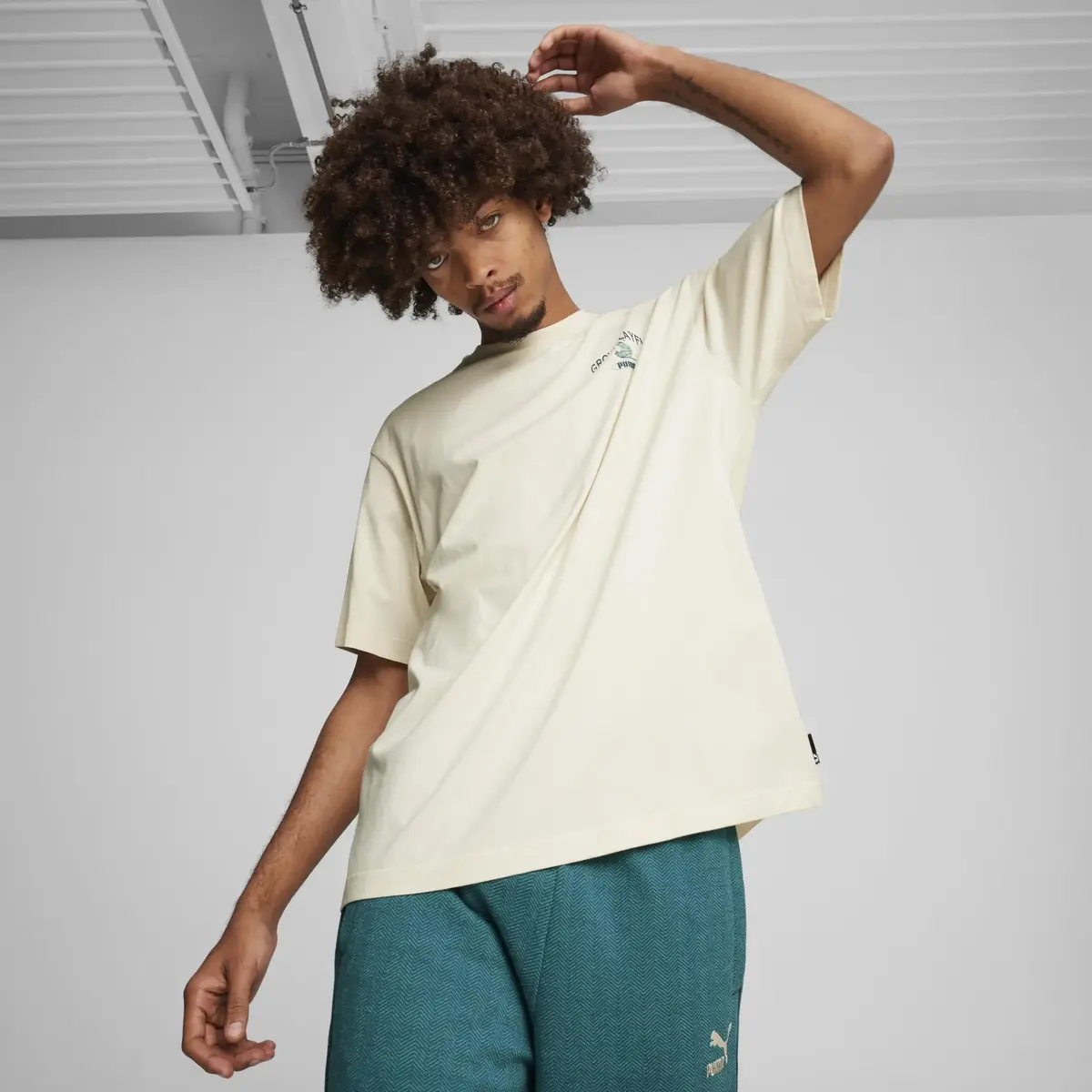 Puma GRAPHICS Grow Playful Tee Kırık Beyaz Erkek T-Shirt