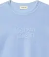 Calvin Klein SS VELOUR LOGO TEE Kadın Mavi T-Shirt
