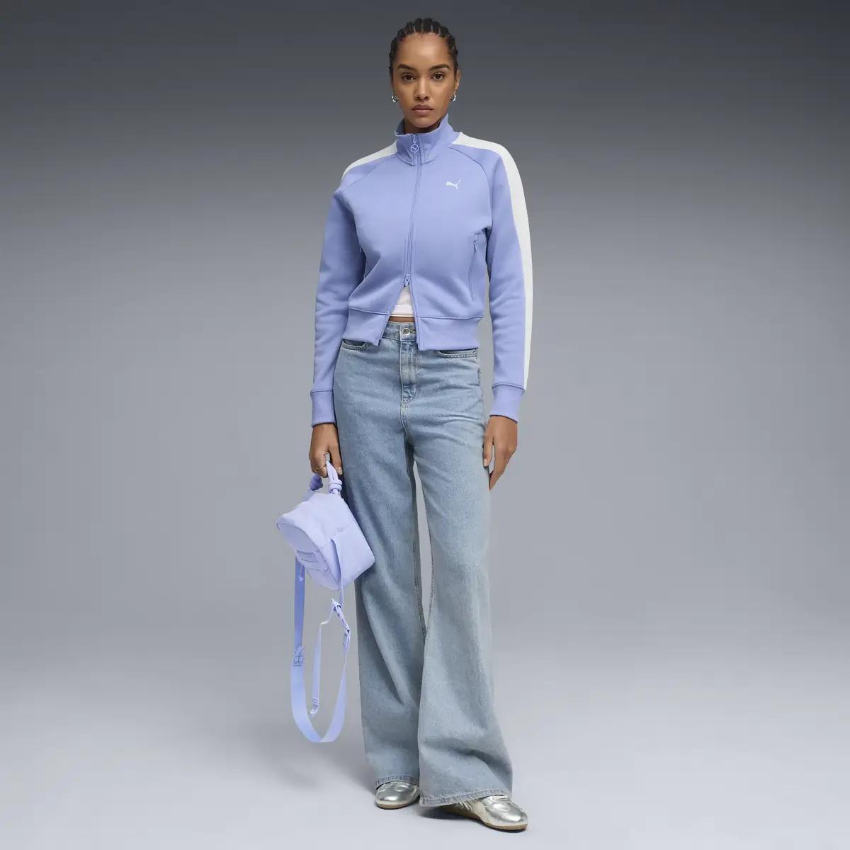 Puma T7 Jacket Mavi Kadın Fermuarlı Üst