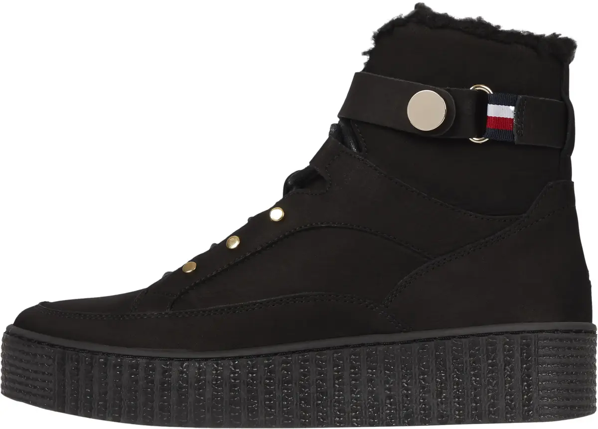 Tommy Hilfiger WARMLINED LACE UP BO Kadın Siyah Bot