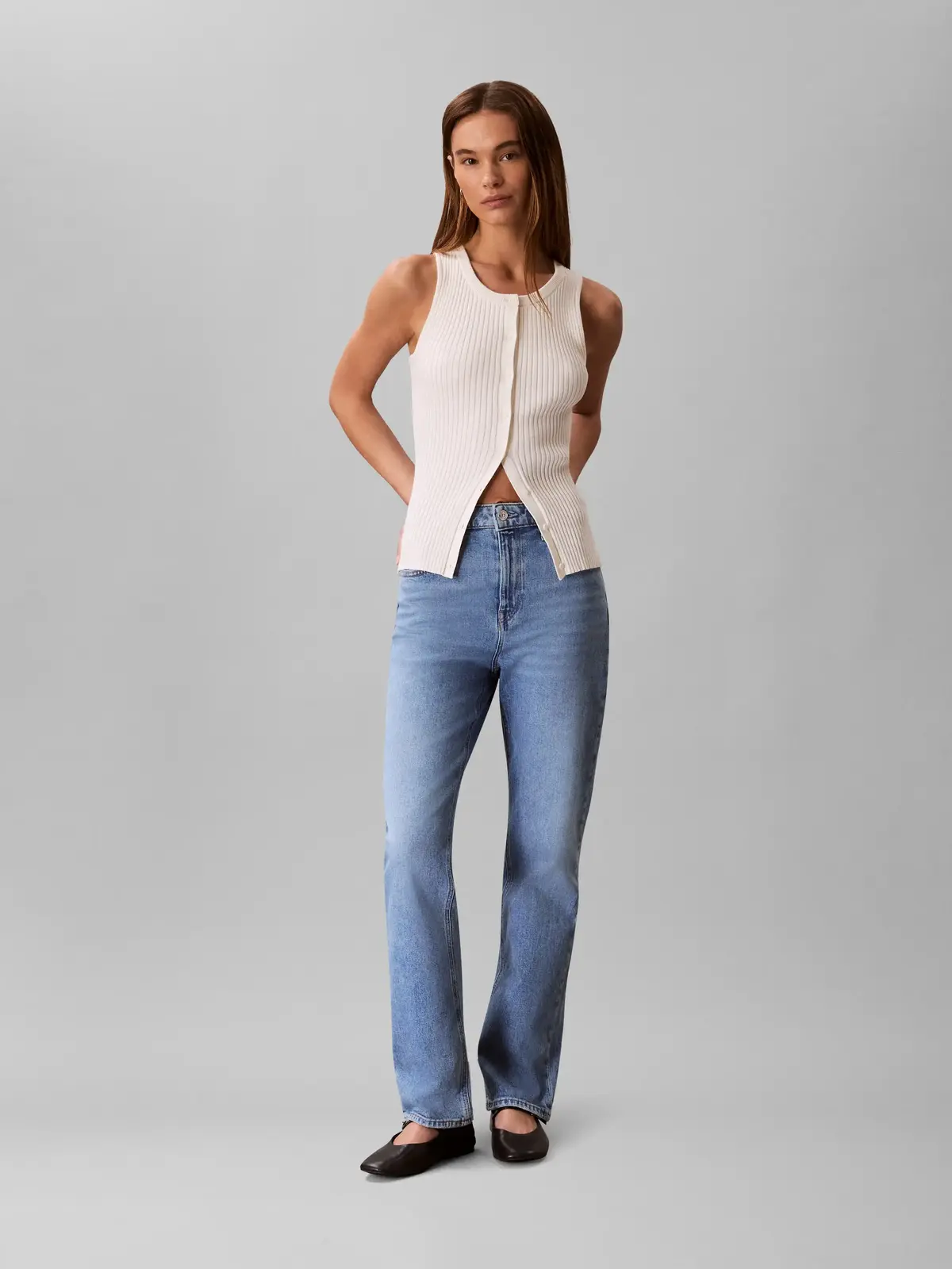 Calvin Klein HIGH RISE STRAIGHT NASSAU Mavi Kadın Jeans