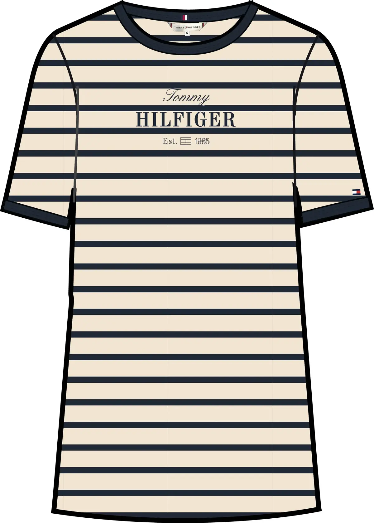 Tommy Hilfiger REG MONOTYPE STRIPE, AEF Bej Kadın T-Shirt & Polo