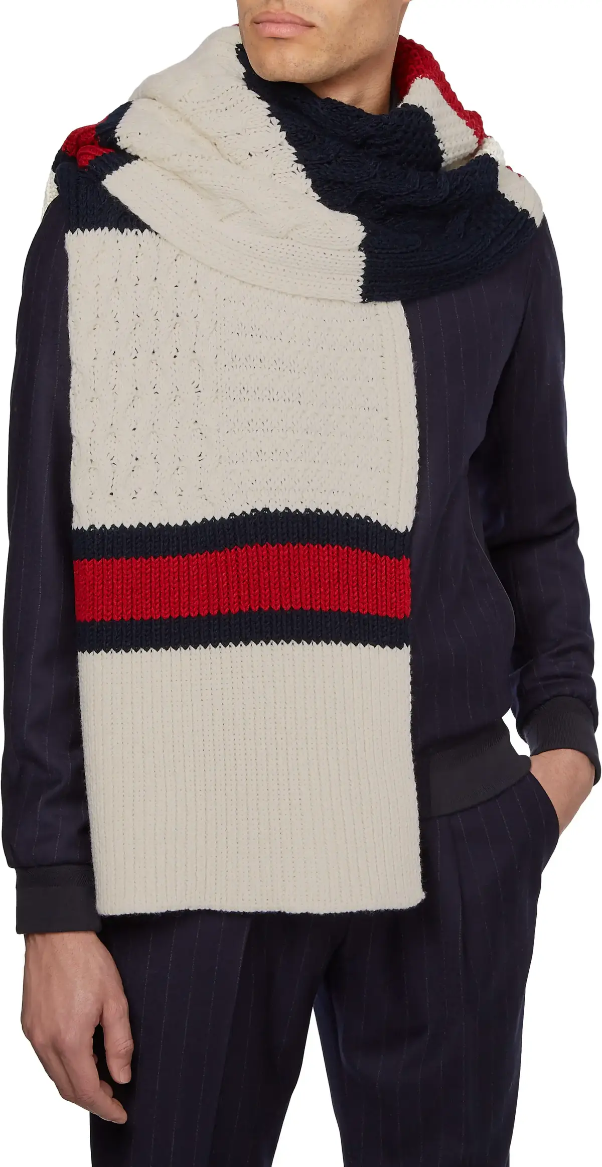 Tommy Hilfiger TH PREMIUM CABLE KNI Erkek Krem Atkı