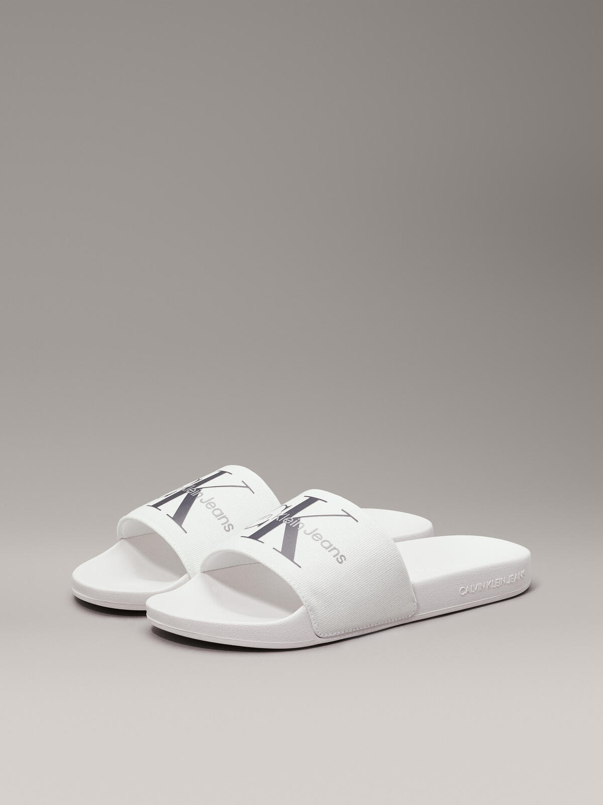 Calvin Klein SLIDE MONOGRAM CO Erkek Beyaz Terlik