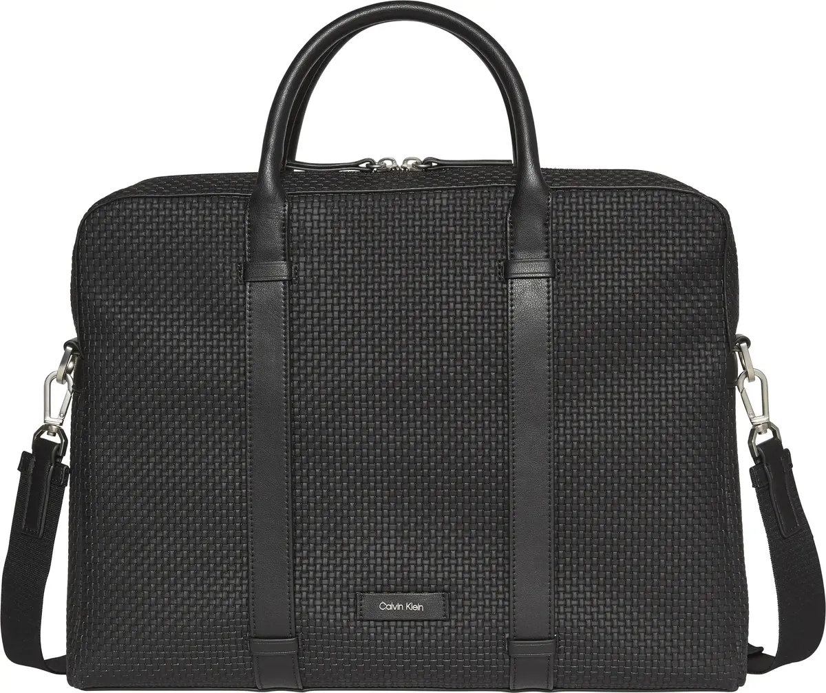 Calvin Klein EMBOSSED WOVEN COMMUTER Erkek Siyah Evrak Çanta