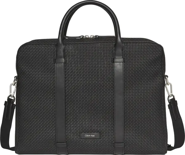 Calvin Klein EMBOSSED WOVEN COMMUTER Erkek Siyah Evrak Çanta