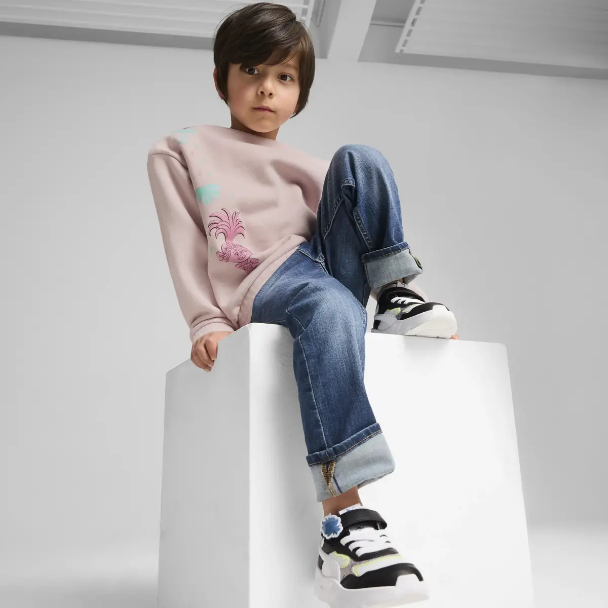 Puma X TROLLS Graphic Crew Pembe Erkek Çocuk Sweatshirt