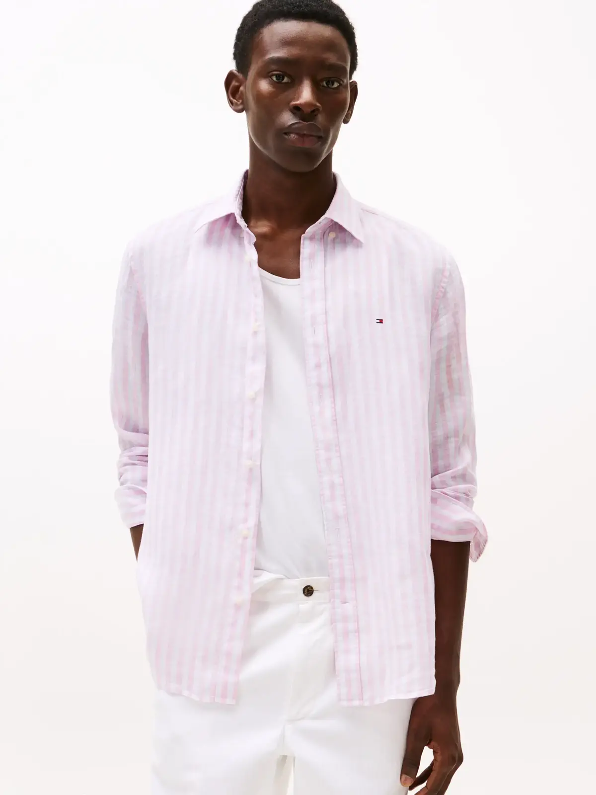 Tommy Hilfiger LINEN ESSENTIAL STRI, 0D1 Pembe Erkek Gömlek