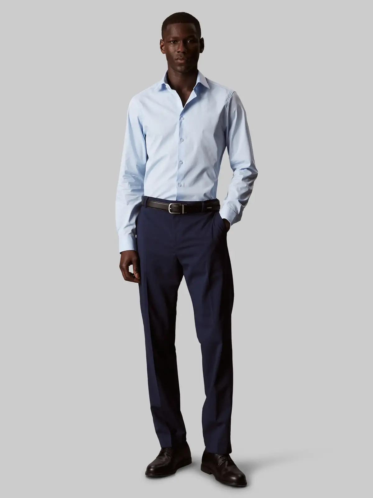 Calvin Klein REG ESNTL POPLIN STR Regular Fit Mavi Erkek Gömlek