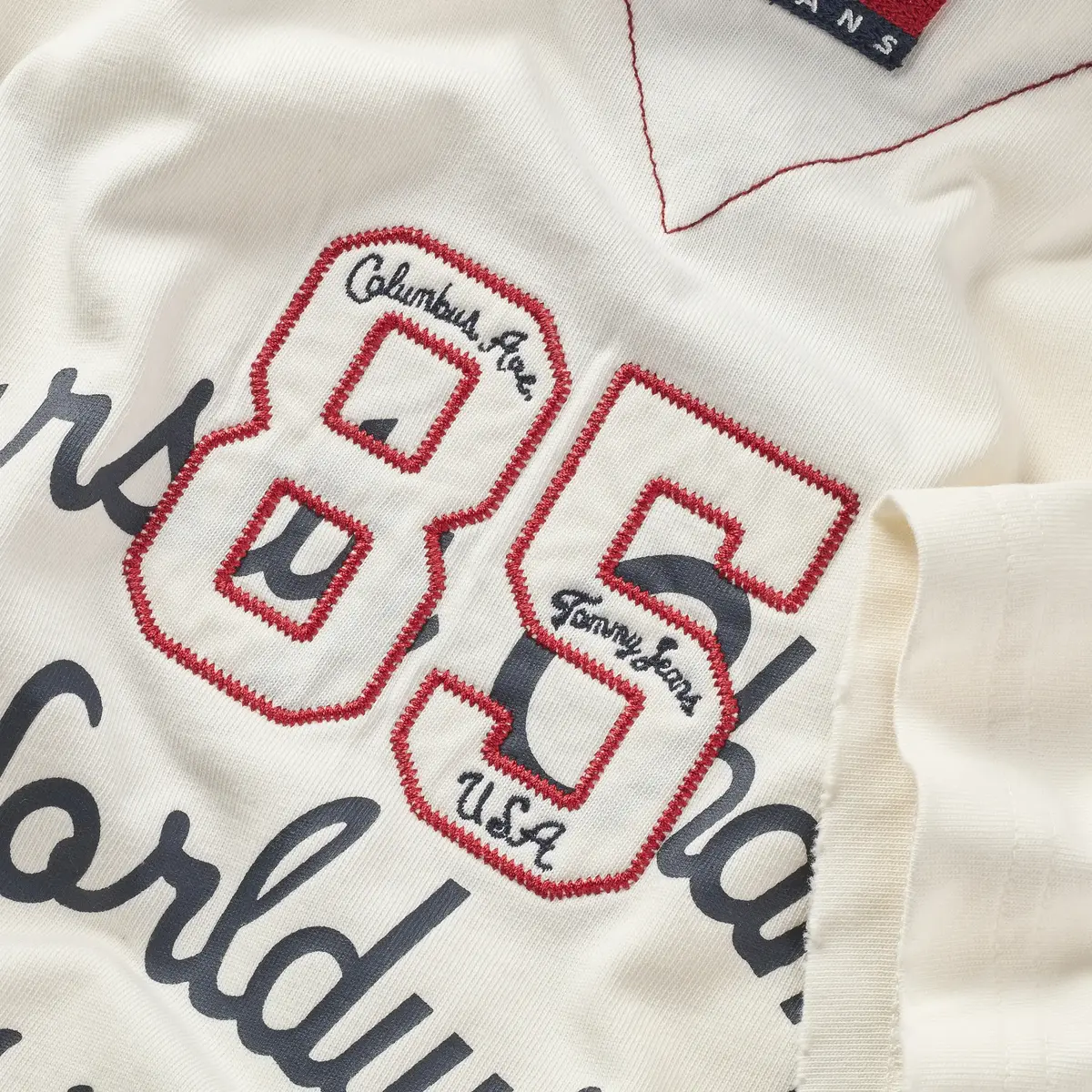 Tommy Hilfiger TJC WASHED VARSITY T, YBH Krem Erkek T-Shirt & Polo