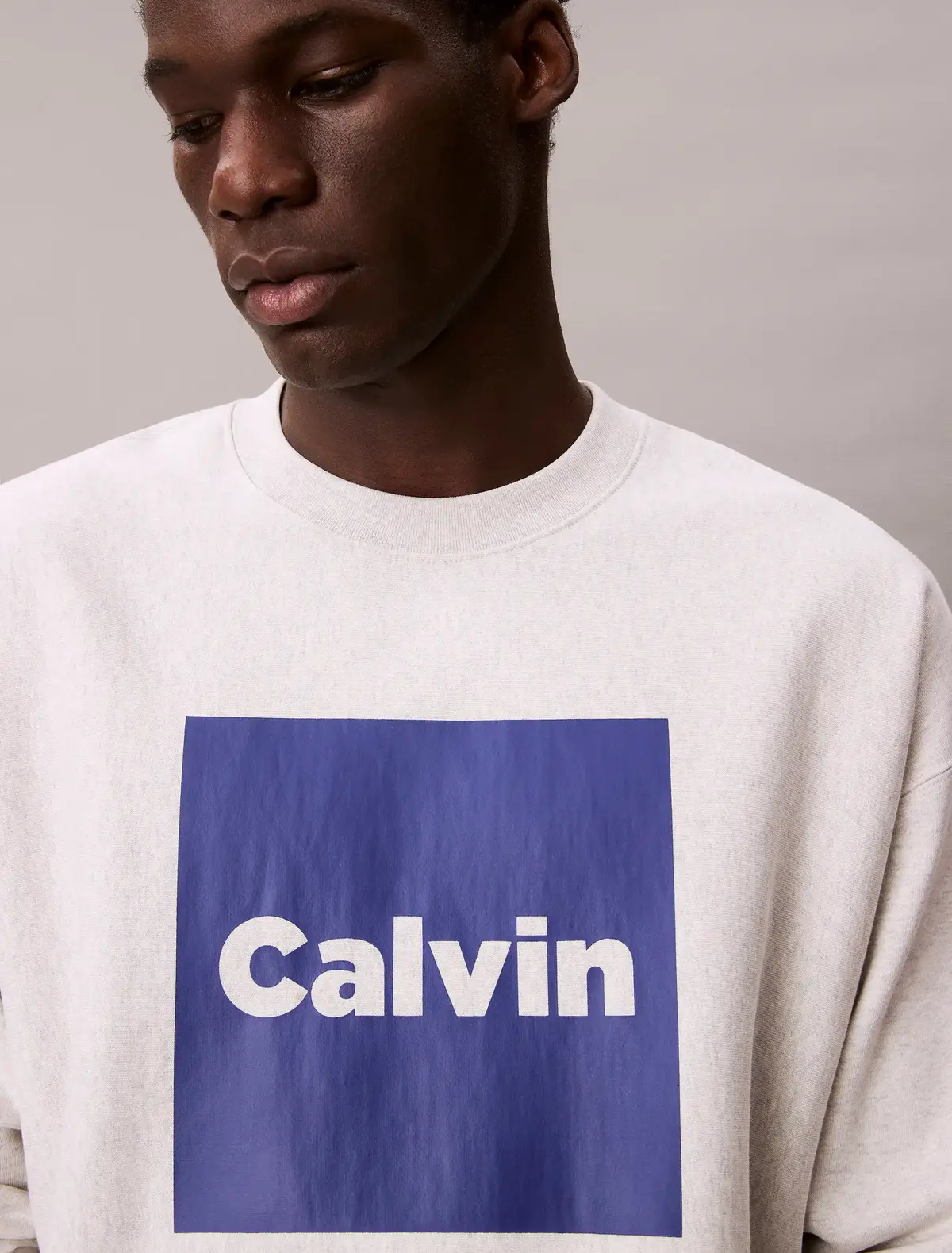 Calvin Klein LS PREMIUM FLEECE CA, V7L Beyaz Erkek Sweatshirt