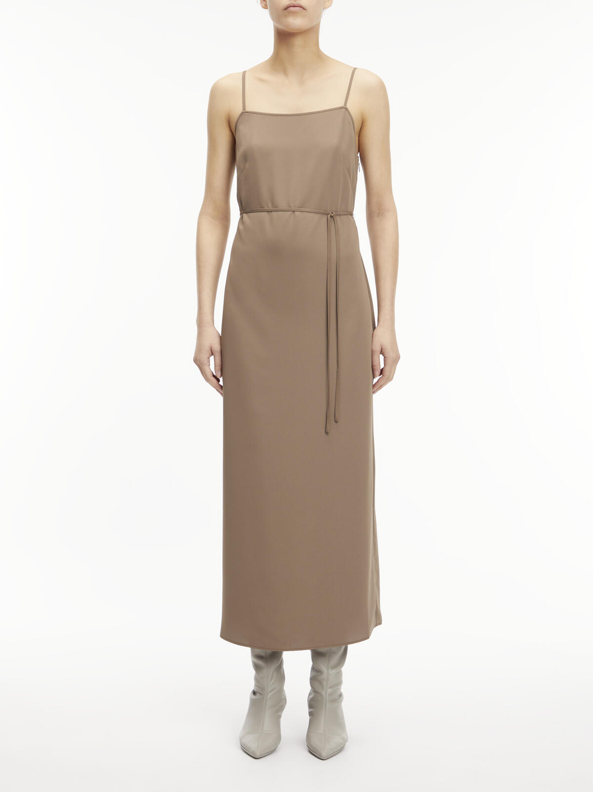 Calvin Klein RECYCLED CDC MIDI SL Kadın Kahverengi Elbise