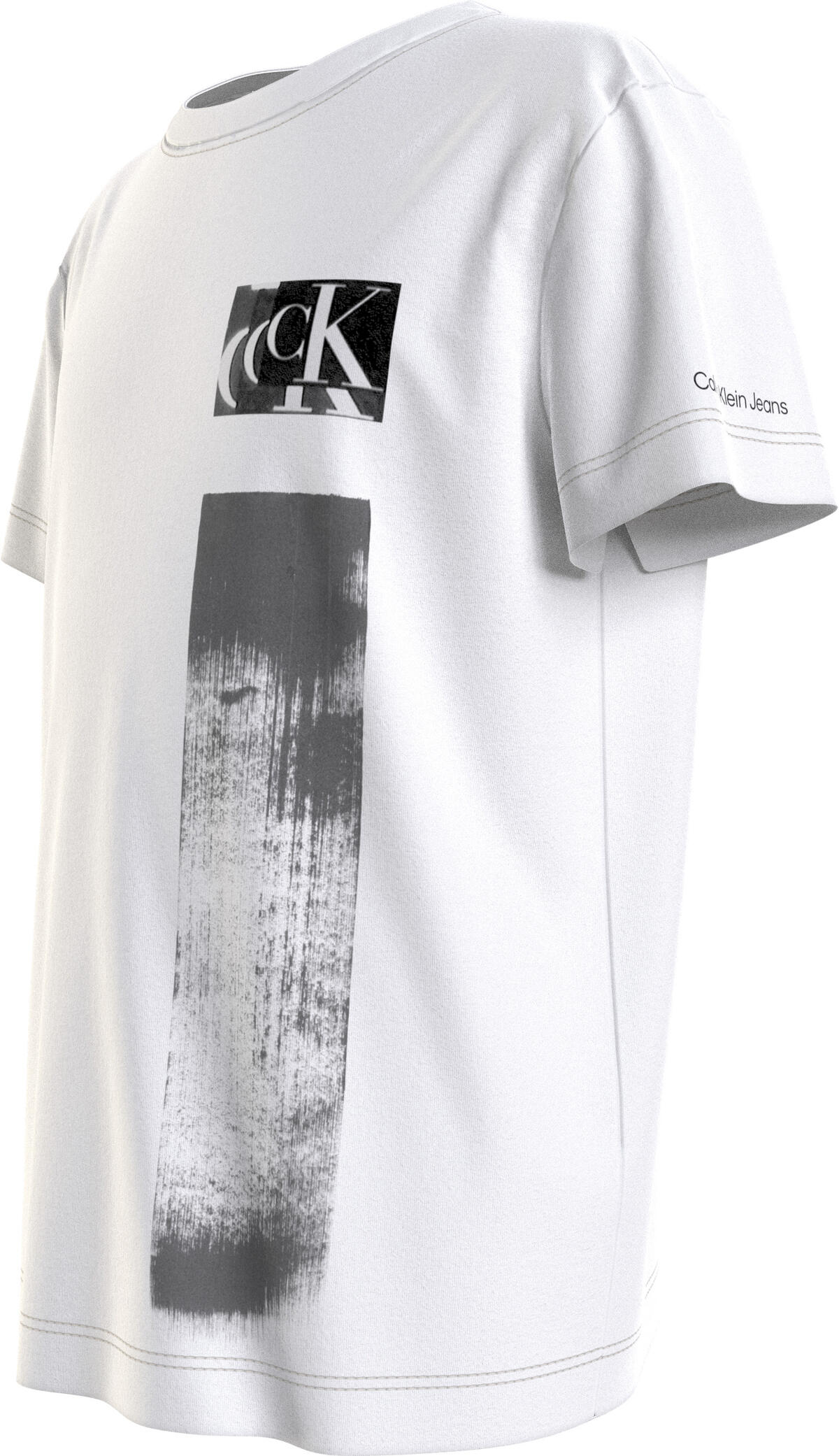 Calvin Klein GLITCHED MONOGRAM T- Erkek Beyaz T-Shirt