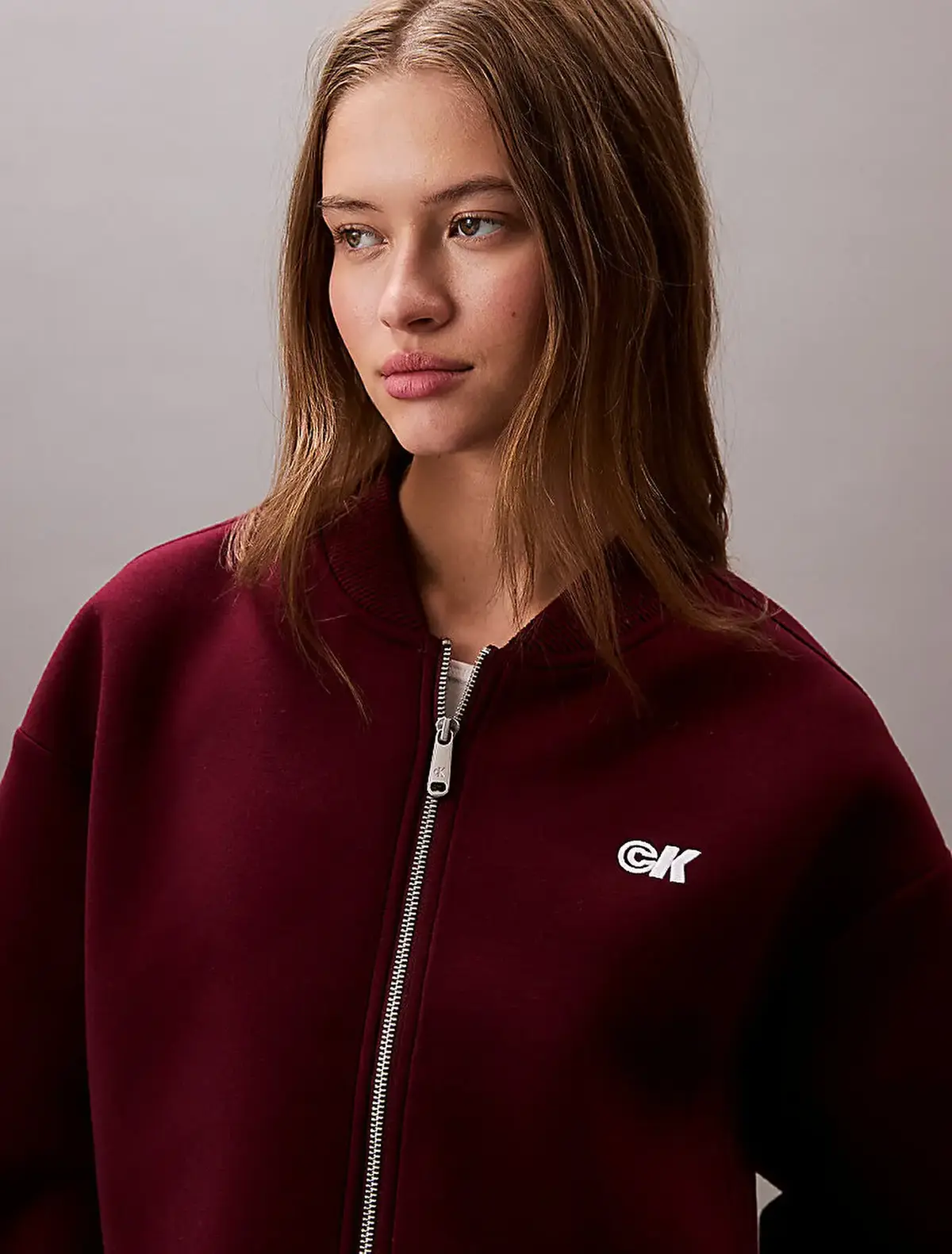 Calvin Klein A- OVERSIZED SCUBA ZIP BOMBER JA Bordo Kadın Ceket Calvin Klein A- OVERSIZED SCUBA ZIP BOMBER JA Bordo Kadın Ceket