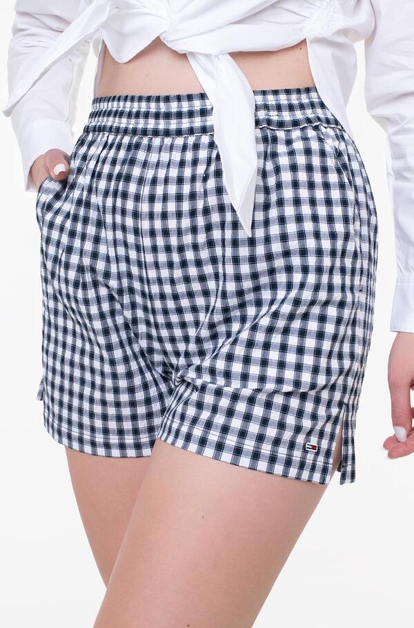 Tommy Hilfiger TJW GINGHAM SEERSUCK, 0G6 Siyah Kadın Şort