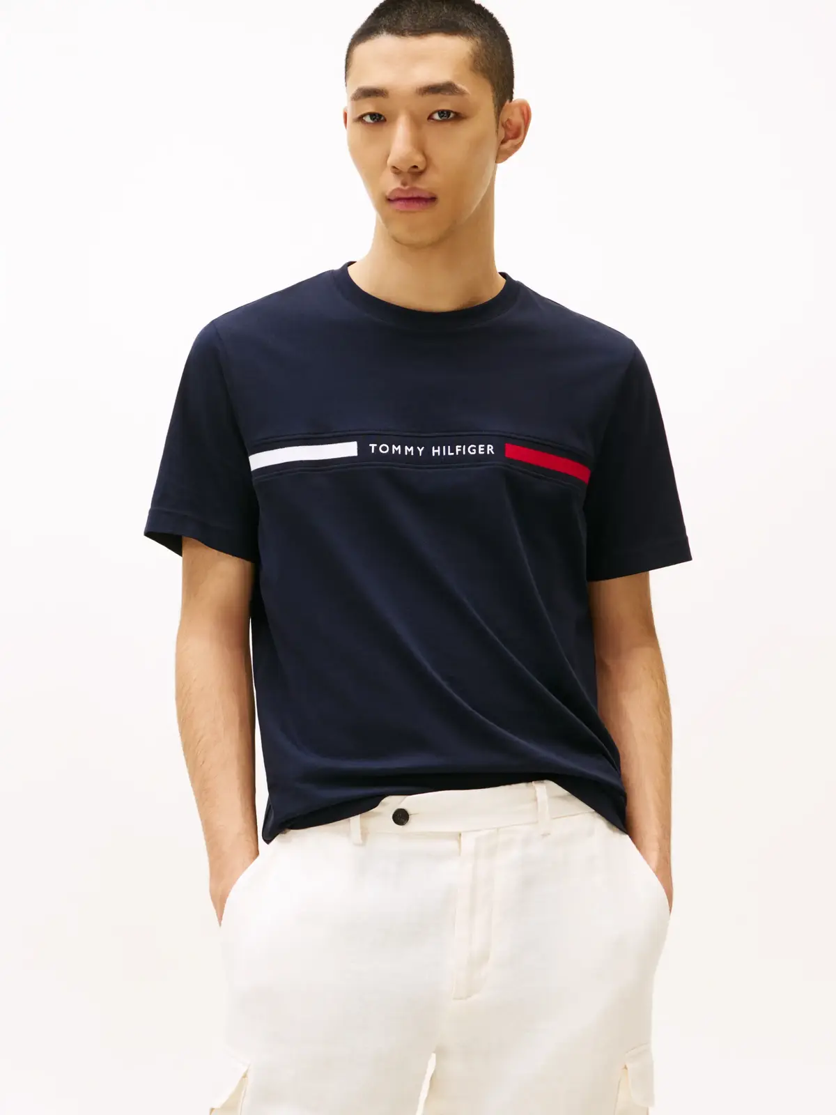Tommy Hilfiger HILFIGER CHEST INSER, DW5 Siyah Erkek T-Shirt & Polo