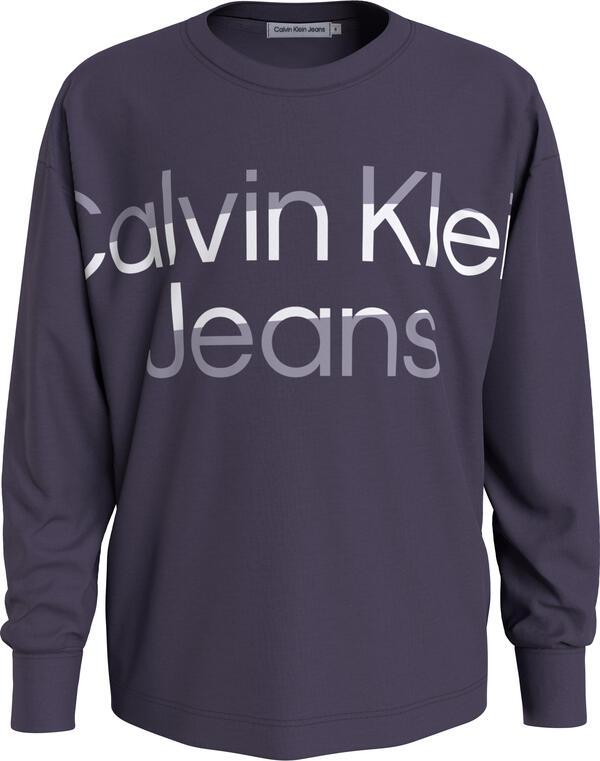 Calvin Klein HERO MAXI LOGO LS T- Erkek Mor T-Shirt