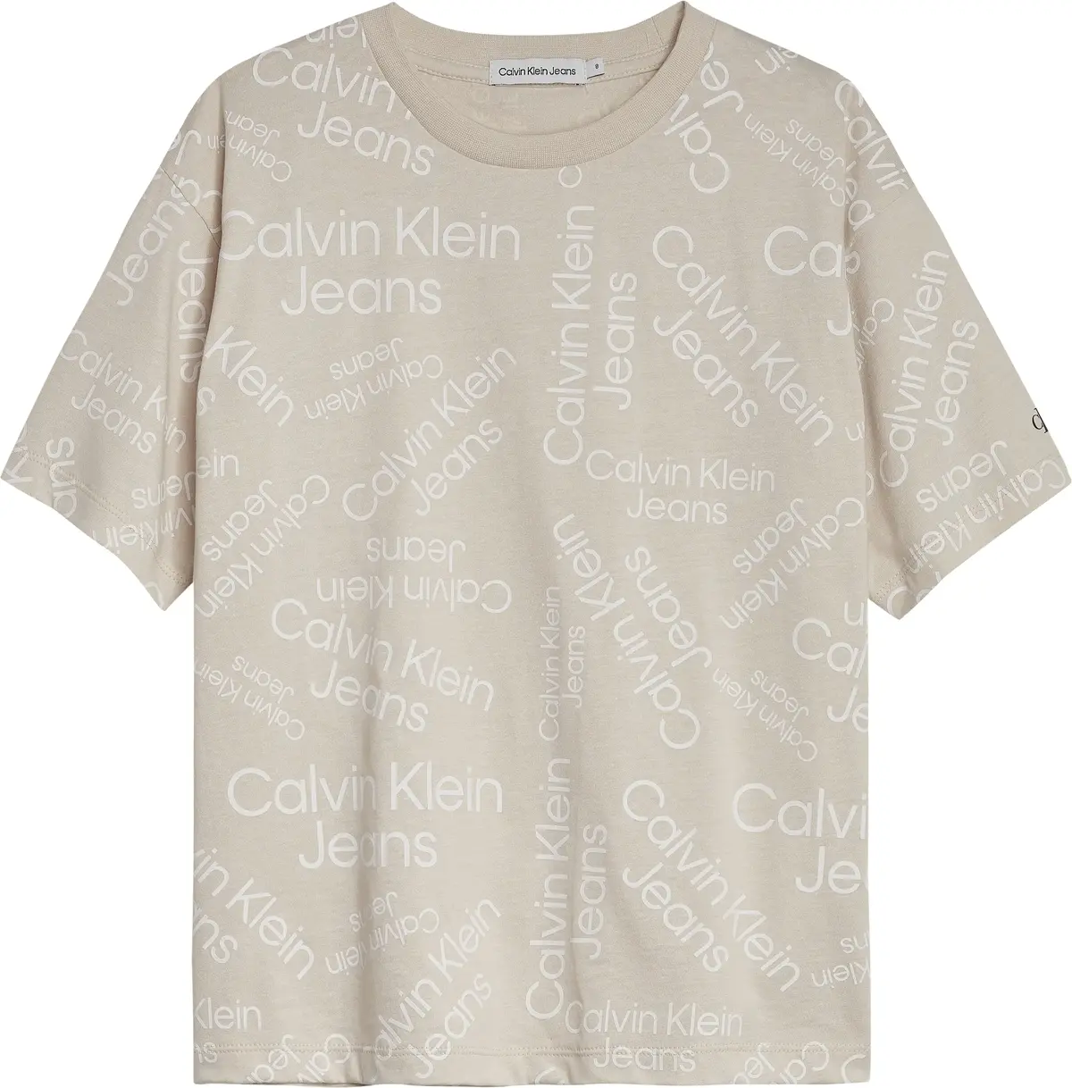 Calvin Klein STACKED AOP LOGO REL Erkek Bej T-Shirt
