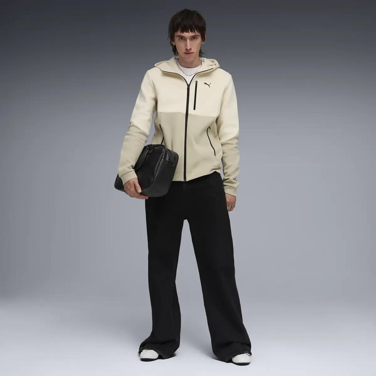 Puma PUMATECH Full-Zip Hoodie DK Krem Erkek Fermuarlı Hoodie