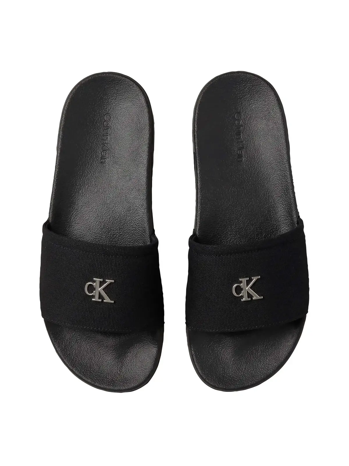 Calvin Klein ESS SLIDE CANVAS HDW Siyah Kanvas Logolu Kadın Terlik