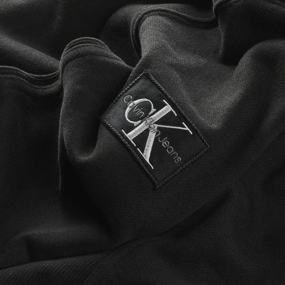 Calvin Klein RIB BLOCKING BADGE Z Erkek Siyah Hoodie
