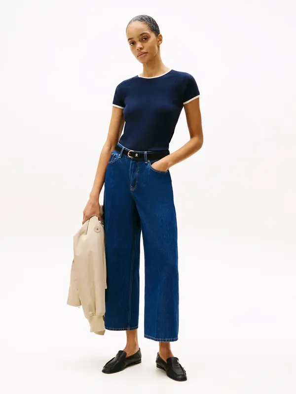 Tommy Hilfiger CONTRAST RINGER TEE Kadın Lacivert T-Shirt