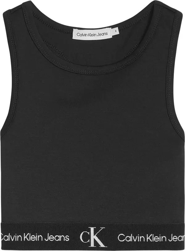 Calvin Klein PUNTO TAPE CROPPED T Kadın Siyah T-Shirt