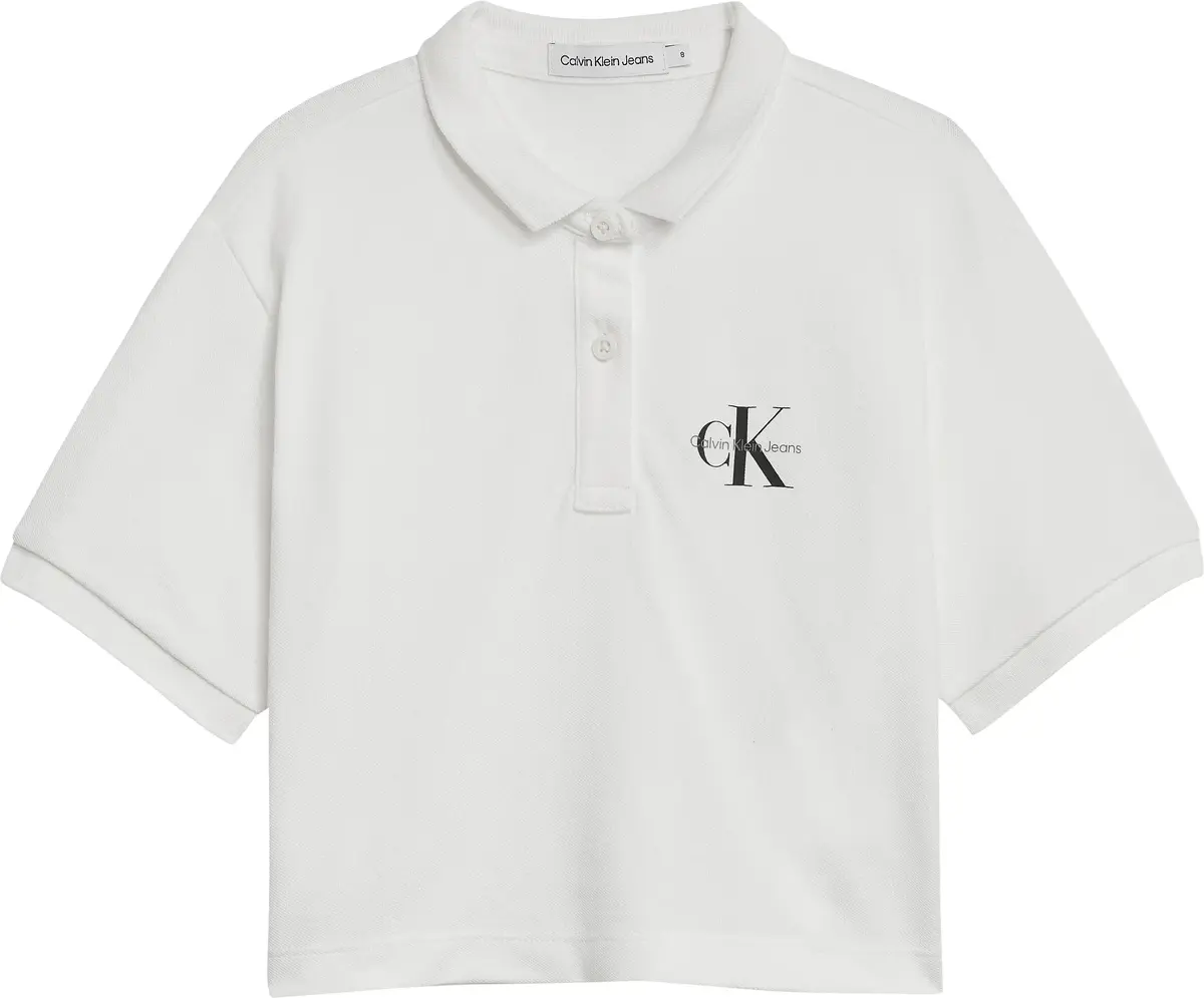 Calvin Klein MONOGRAM PIQUE POLO Kadın Beyaz T-Shirt