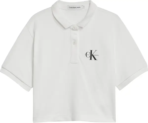 Calvin Klein MONOGRAM PIQUE POLO Kadın Beyaz T-Shirt