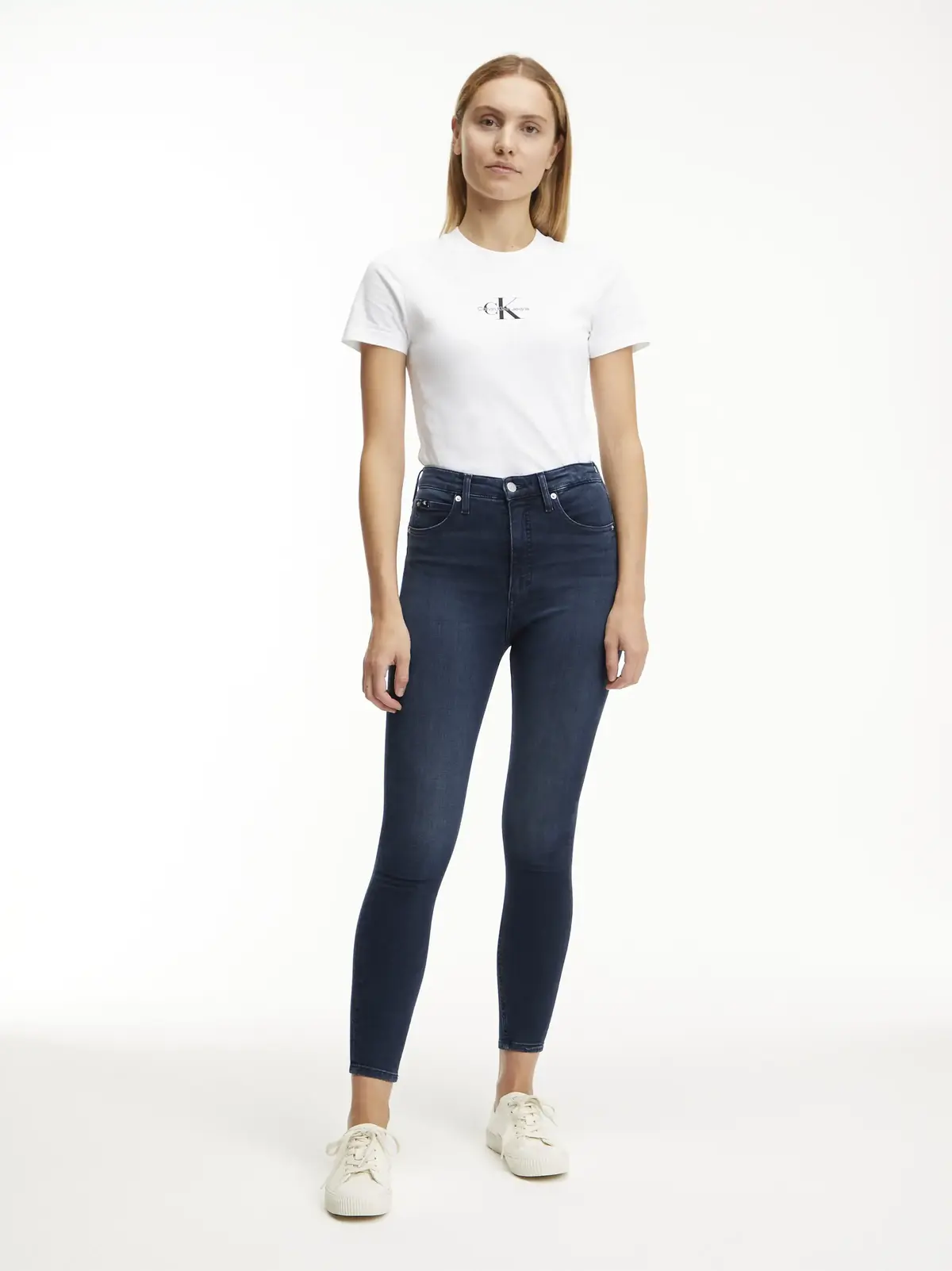 Calvin Klein HIGH RISE SUPER SKIN Kadın mavi Kot Pantolon