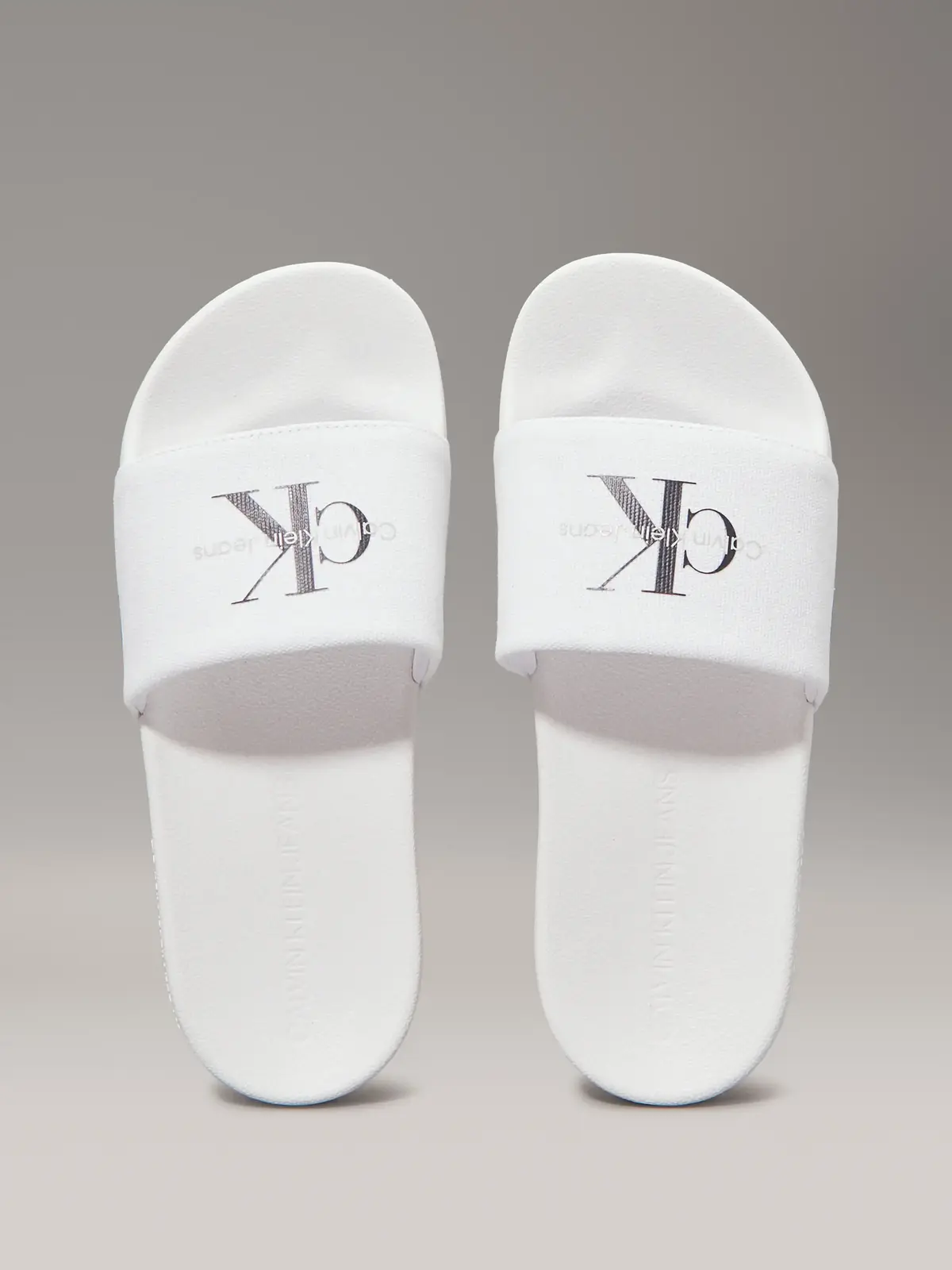 Calvin Klein SLIDE MONOGRAM WN, 01W Beyaz Kadın Terlik