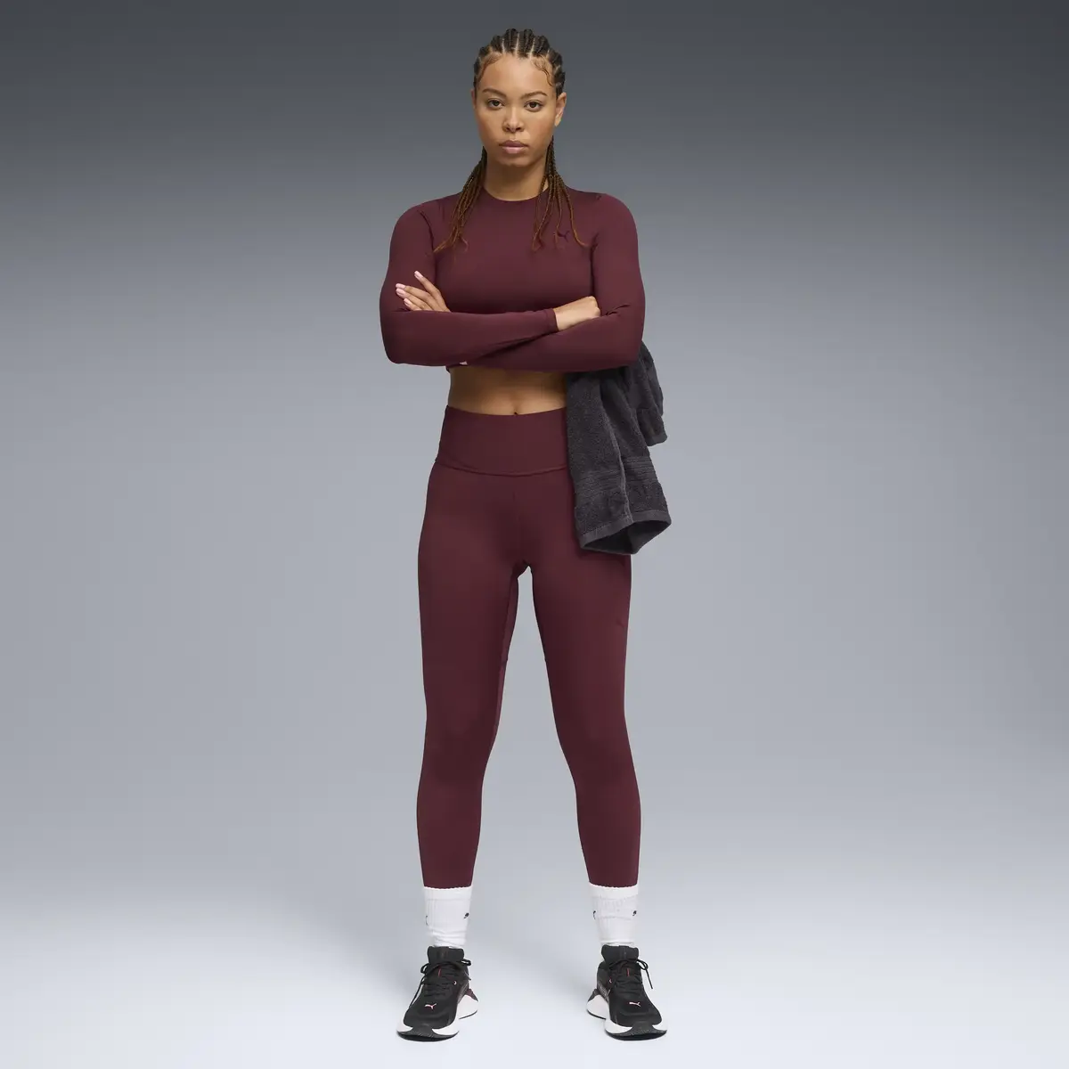 Puma W PUMA SHAPE CROPPED LS Bordo Kadın Antrenman T-Shirt