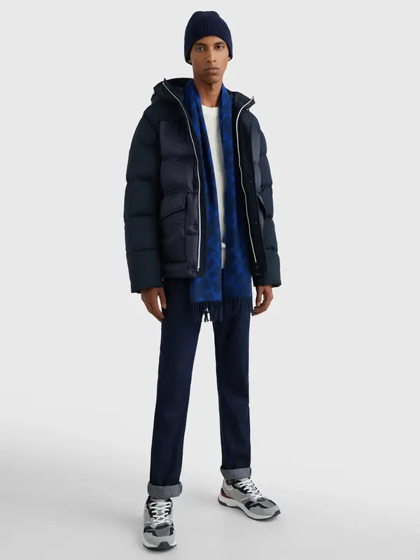 Tommy Hilfiger TH MONOGRAM SCARF Erkek Siyah Atkı