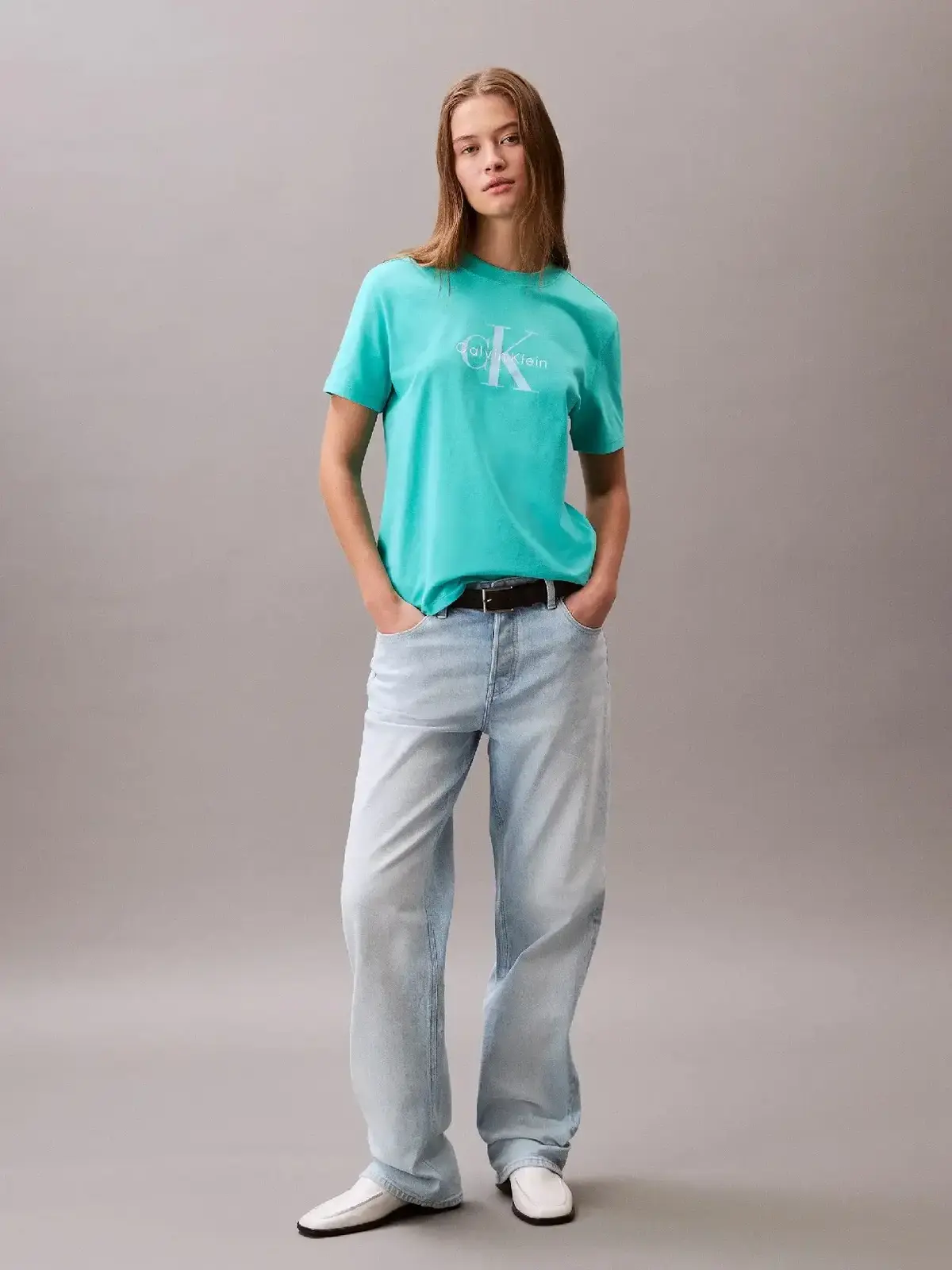 Calvin Klein HERO SS CLASSIC MONOLOGO CNECK T Mavi Kadın Tişört