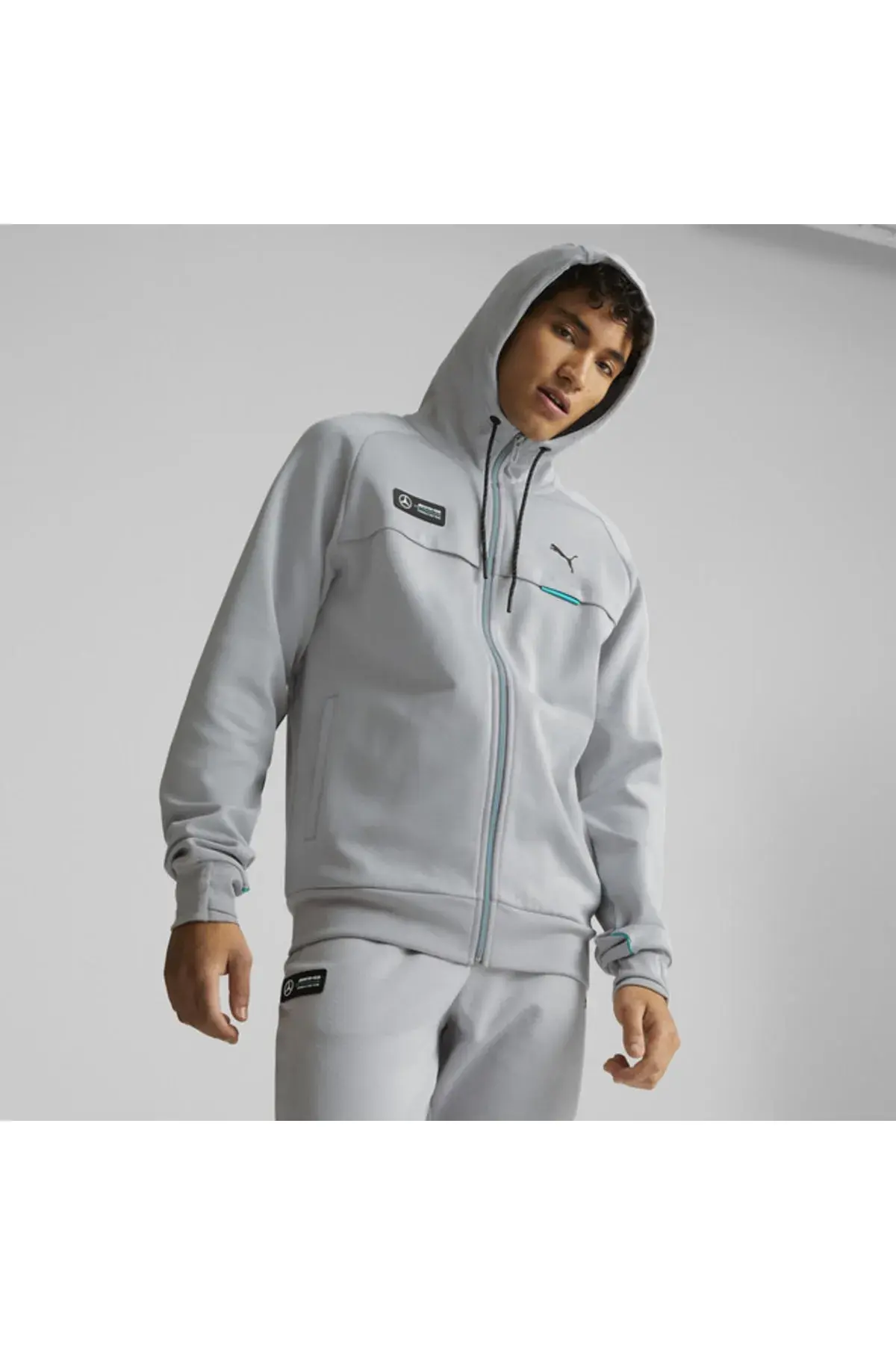 Puma Mapf1 Hooded Sweat Jacket Mercedes Team Gri Erkek Fermuarlı Hoodie