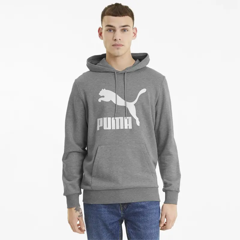 Puma Classics Logo Hoodie TR Gri Erkek Sweatshirt