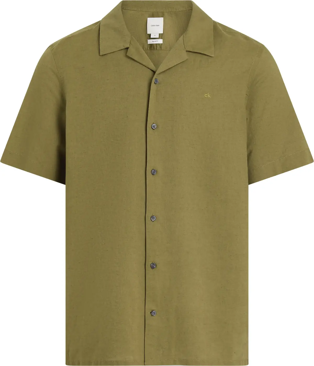 Calvin Klein LINEN COTTON CUBAN S, LHT Yeşil Erkek Gömlek