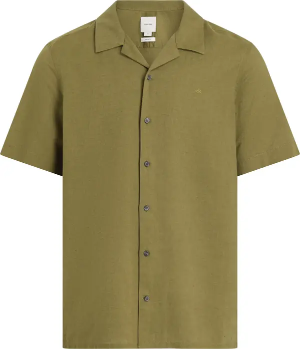 Calvin Klein LINEN COTTON CUBAN S, LHT Yeşil Erkek Gömlek