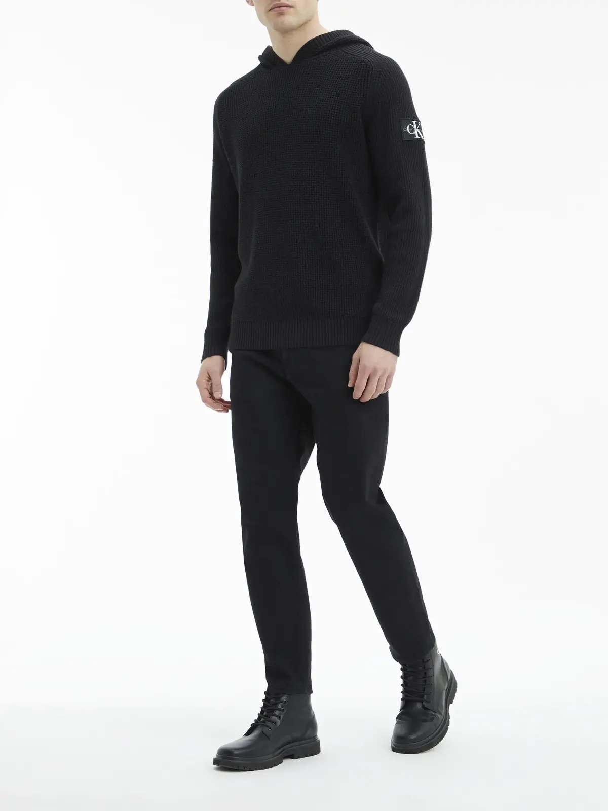Calvin Klein MONOLOGO BADGE SWEAT Erkek Siyah Kazak