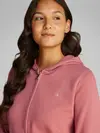 Calvin Klein CK EMB TERRY ZIP THR Pembe Kadın Fermuarlı Kapüşonlu Sweatshirt