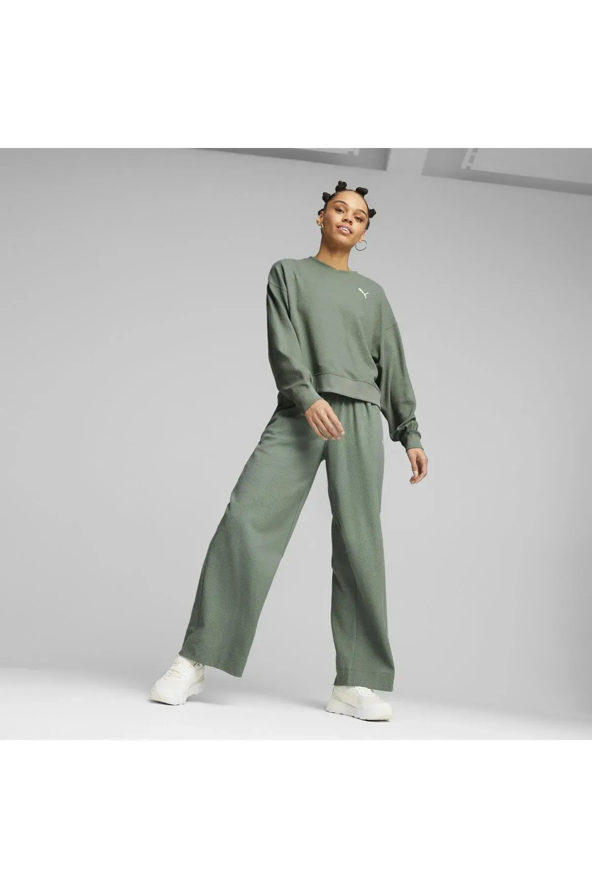 Puma HER High Waist Straight Pants Yeşil Kadın Eşofman Altı