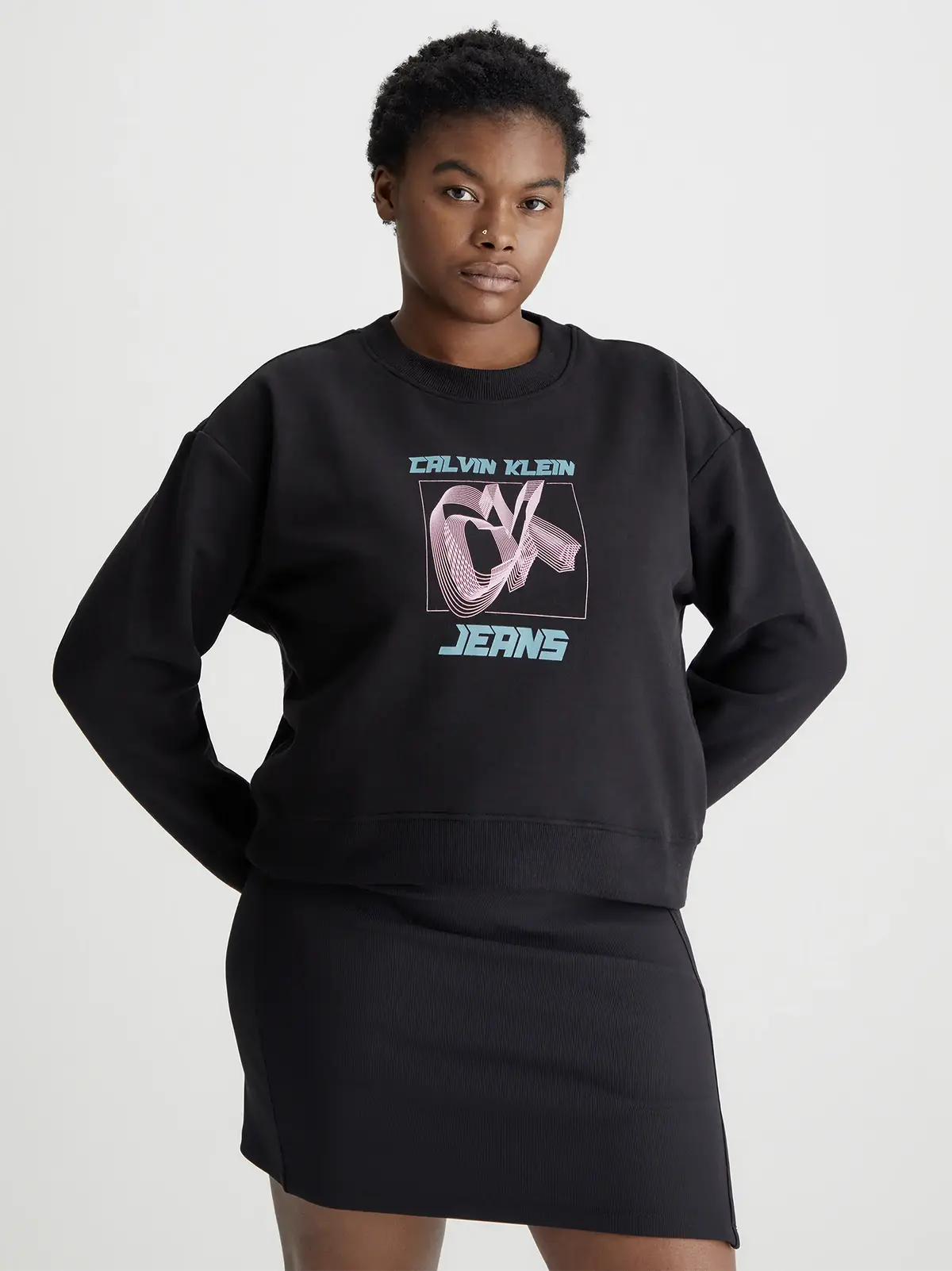 Calvin Klein HYPER REAL CK SWEATS Kadın Siyah Sweatshirt